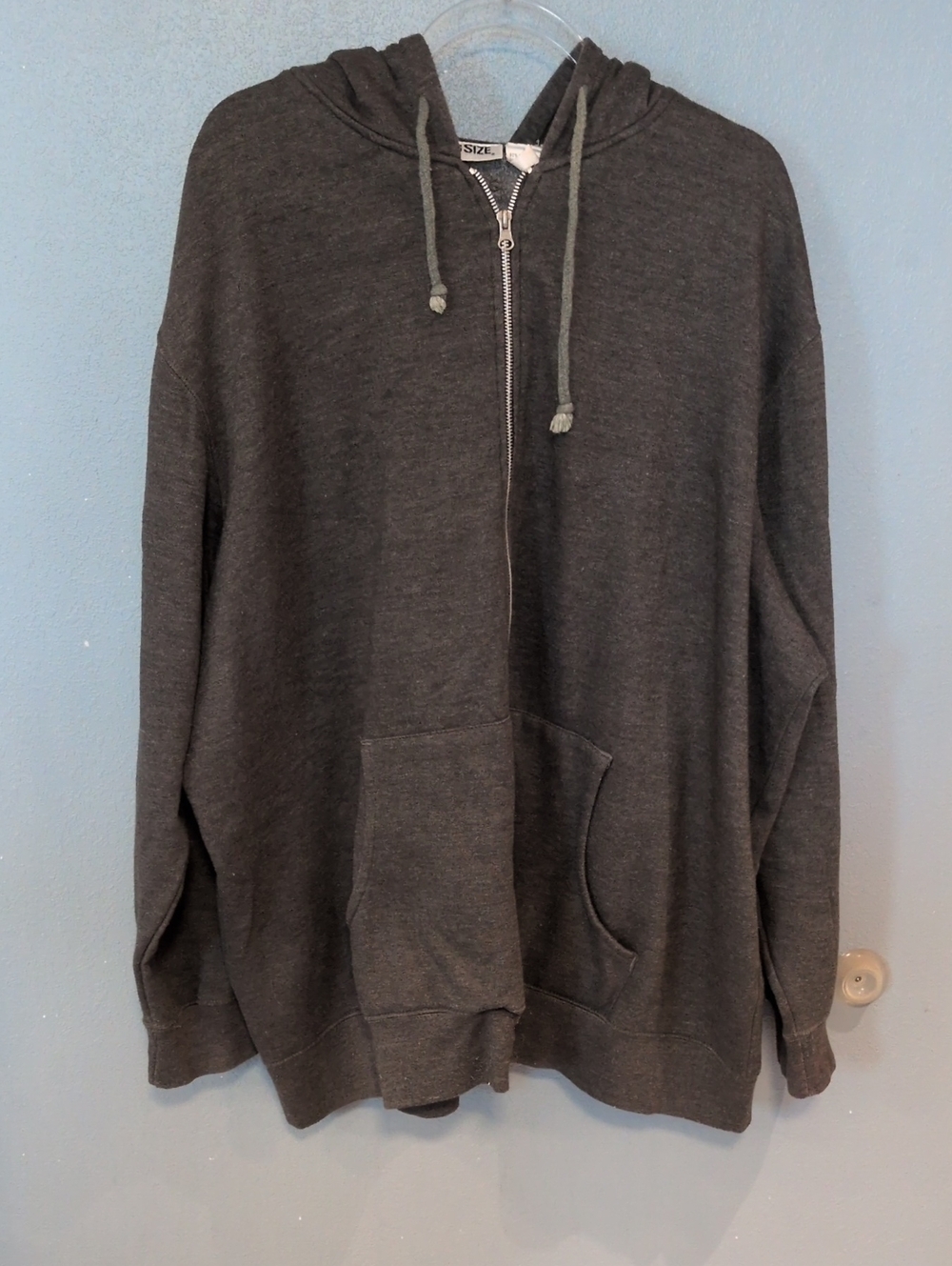 King Size Relaxed Fit Zip Up Cotton Fleece Lined Hoodie Sweatshirt Loungewear